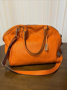 ABRO Orange Leather Satchel Bag